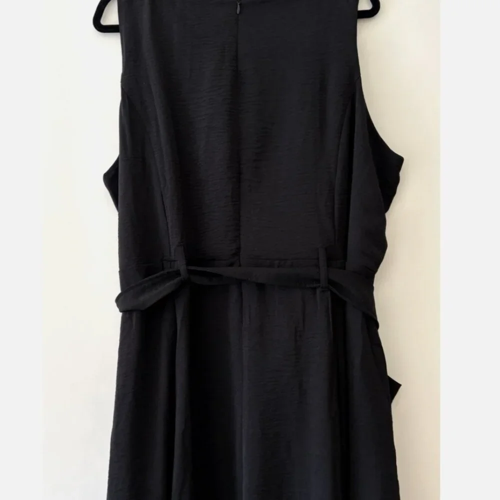 Nina Leonard Women’s Sleeveless Belted Dress Black 2X Pockets Plus Size - Picture 3 of 9